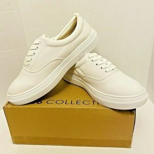 206 Collective Men's Mark Lace Up Canvas White Sneaker.